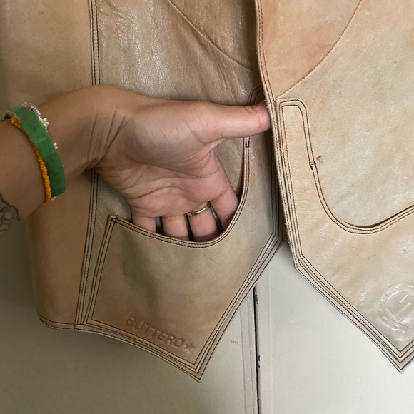 Vintage Italian Lambskin Leather Vest in Nude/Beige - Picture 5 of 12